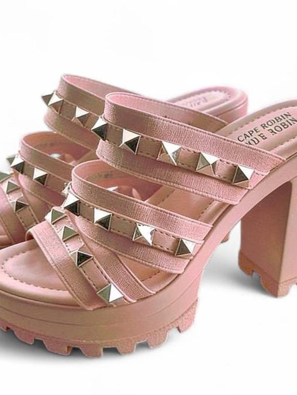 Cape Robbin Blush Pink Studded Platform Block Heels